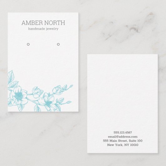 Blue Flower Blossom Earring Display Card Visitekaartje (Voorkant / Achterkant)