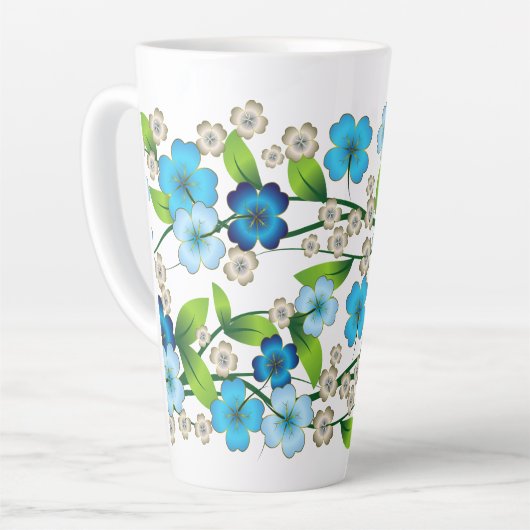 Blue Flower Blossom Latte Mok (Linkerhoek)