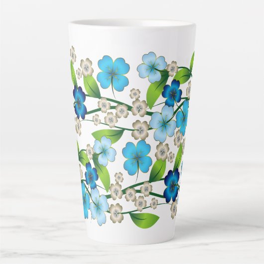Blue Flower Blossom Latte Mok (Voorkant)