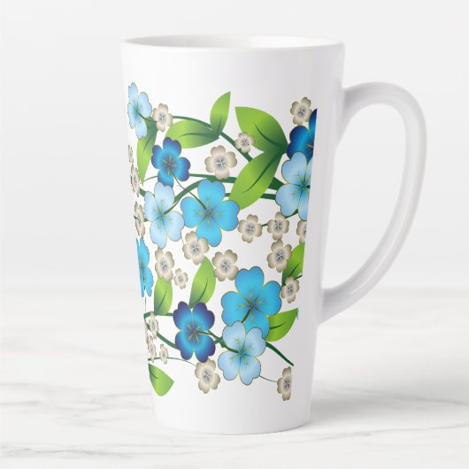 Blue Flower Blossom Latte Mok (Rechts)