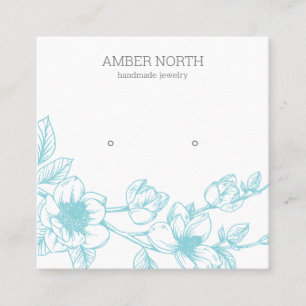 Blue Flower Blossom Sieraden Stud Oorbel Display Vierkante Visitekaartje
