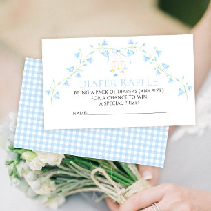 Blue Flower Bluebell Baby shower Luierkrabbel Informatiekaartje