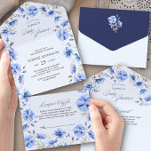 Blue Flower Book Aanvraag Luier Raffle Baby shower All In One Uitnodiging