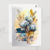 Blue Flower Bouquet Briefkaart (Voorkant / Achterkant)