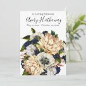 Blue Flower Bouquet Funeral Memorial Programme Kaart (Staand voorkant)
