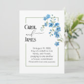 Blue Flower Bouquet Wedding Vow Renewal Kaart (Staand voorkant)