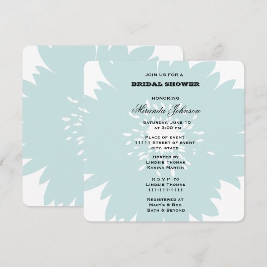 Blue Flower Bridal Kaart (Voorkant / Achterkant)