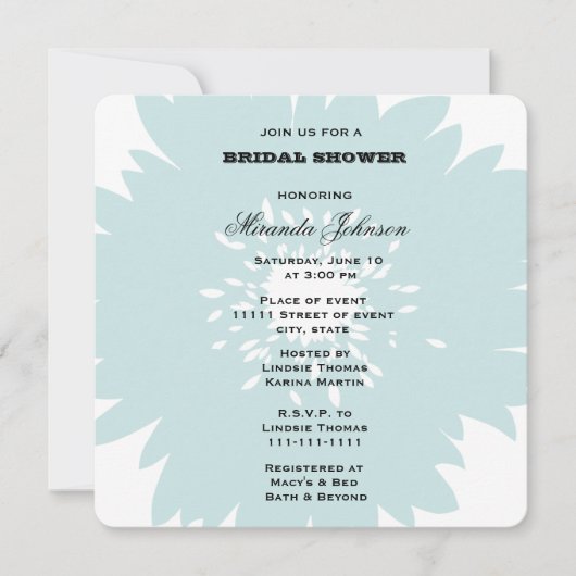 Blue Flower Bridal Kaart (Voorkant)