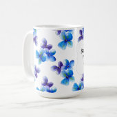 Blue flower coffee mug positive statement  koffiemok (Voorkant links)