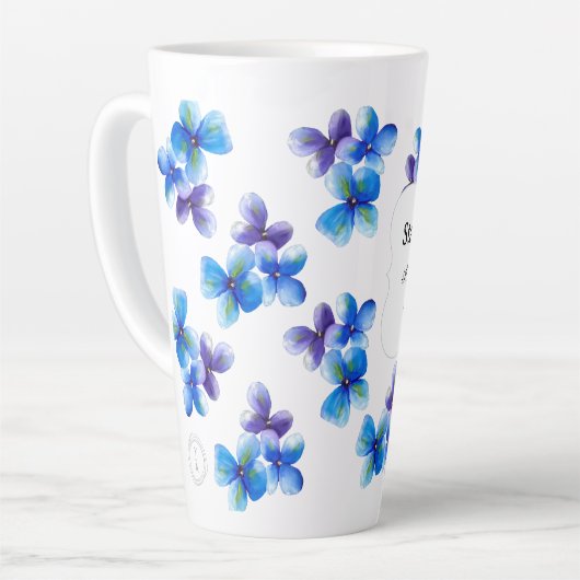 Blue flower coffee mug positive statement  latte mok (Linkerhoek)