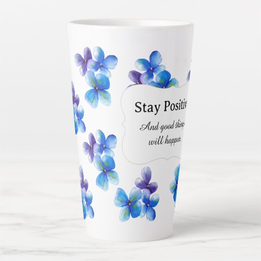 Blue flower coffee mug positive statement  latte mok (Voorkant)