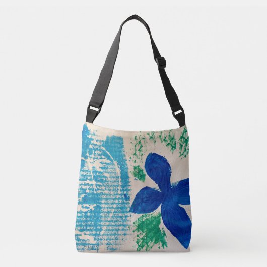 Blue Flower Cross Body Tas (Voorkant)