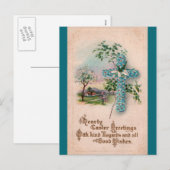 Blue Flower Cross Easter Briefkaart (Voorkant / Achterkant)