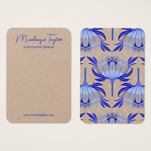 Blue Flower Custom Oorbel Display Kaart (Voorkant /achterkant)