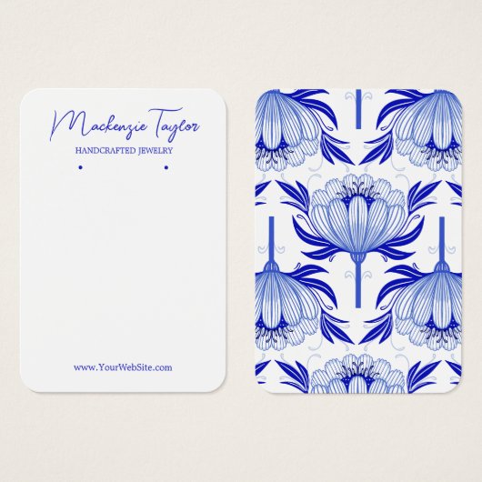  Blue Flower Custom Oorbel Display Kaart (Voorkant /achterkant)
