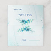 Blue Flower Custom Wedding Plaatskaartje (Buitenkant ongevouwen)