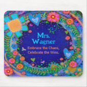 Blue Flower Dragonfly Vrolijke Gepersonaliseerd Do Muismat (Voorkant)
