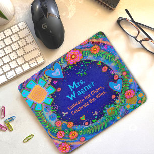 Blue Flower Dragonfly Vrolijke Gepersonaliseerd Do Muismat