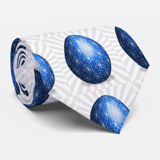 Blue Flower Easter Egg Stropdas (Opgerold)