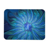 Blue Flower Fantasy Pattern, Abstract Fractal Art Magneet (Horizontaal)