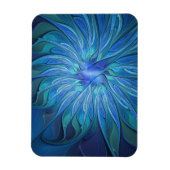 Blue Flower Fantasy Pattern, Abstract Fractal Art Magneet (Verticaal)