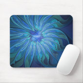 Blue Flower Fantasy Pattern, Abstract Fractal Art Muismat (Met muis)