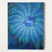 Blue Flower Fantasy Pattern, Abstract Fractal Art Planner (Achterkant)