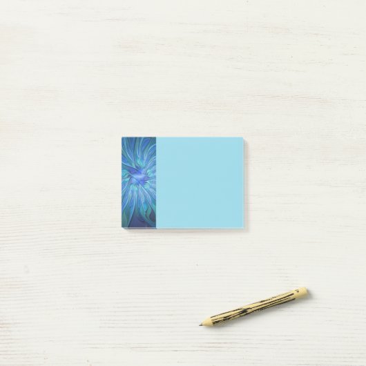 Blue Flower Fantasy Pattern, Abstract Fractal Art Post-it® Notes (Op bureau)