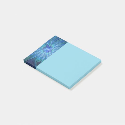 Blue Flower Fantasy Pattern, Abstract Fractal Art Post-it® Notes (Schuin)