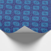 Blue Flower Floral Damask Bohemian Pattern Cadeaupapier (Hoek)