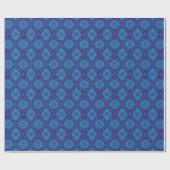 Blue Flower Floral Damask Bohemian Pattern Cadeaupapier (Vlak)