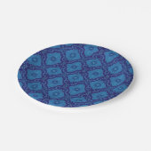Blue Flower Floral Damask Bohemian Pattern Papieren Bordje (Gekanteld)
