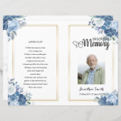 Blue Flower Funeral Program sjabloon (Voorkant / Achterkant)