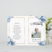 Blue Flower Funeral Program sjabloon (Staand voorkant)