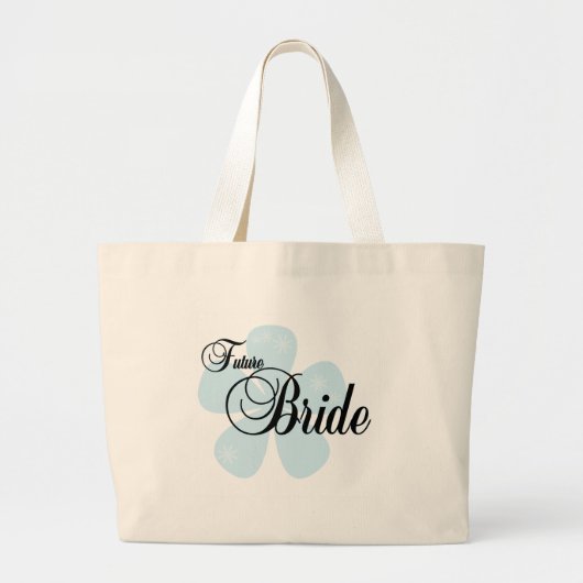 Blue Flower Future Bride Grote Tote Bag (Voorkant)