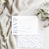 Blue Flower Gargen Wedding RSVP Response Kaart