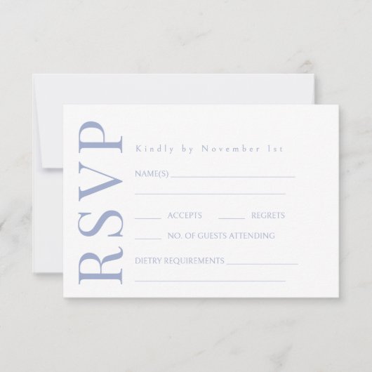 Blue Flower Gargen Wedding RSVP Response Kaart (Voorkant)