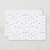 Blue Flower Gargen Wedding RSVP Response Kaart (Achterkant)