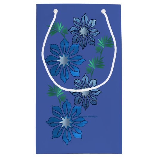 Blue Flower Gift-tas Klein Cadeauzakje (Achterkant)