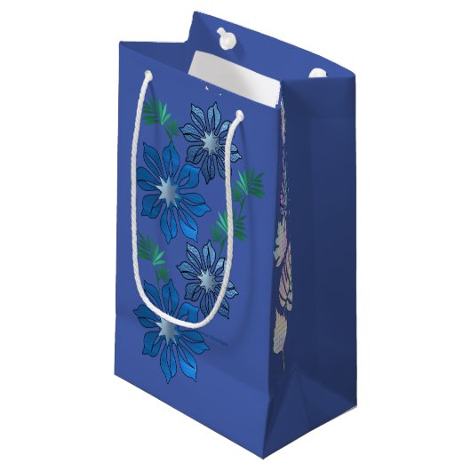 Blue Flower Gift-tas Klein Cadeauzakje (Voorkant Gekanteld)