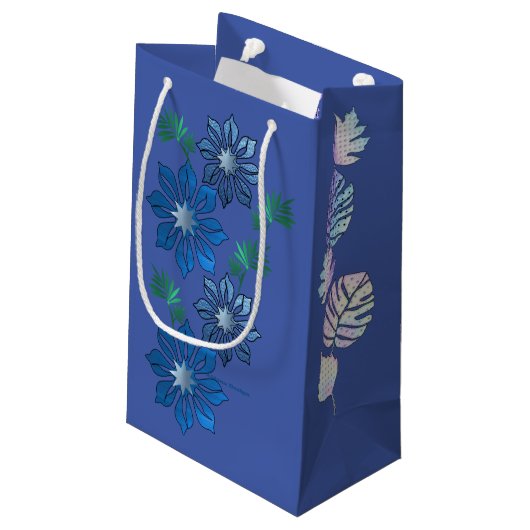 Blue Flower Gift-tas Klein Cadeauzakje (Achterkant Gekanteld)