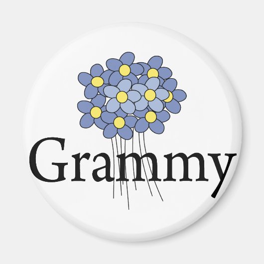  Blue Flower Grammy T-shirt Magneet (Voorkant)