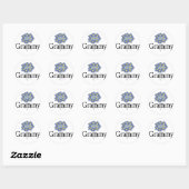 Blue Flower Grammy T-shirt Ronde Sticker (Vel)