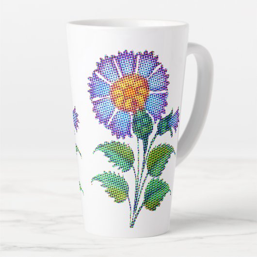 Blue Flower Halftone Fine Art Latte Mok (Rechterhoek)