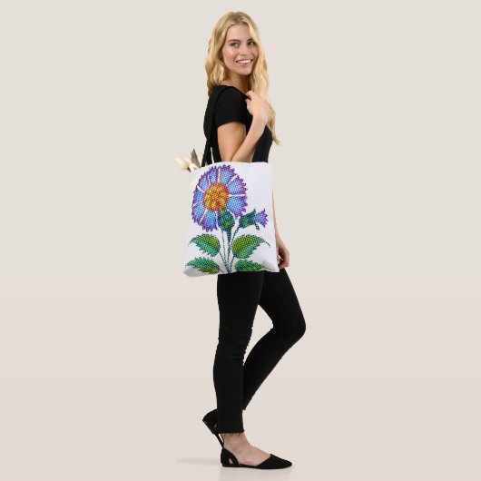 Blue Flower Halftone Fine Art Tote Bag (Op model)