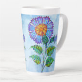 Blue Flower Halftone on Blue Fine Art Latte Mok (Rechterhoek)
