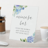 Blue Flower Hydrangea Mimosa Bar Sign Reclamebord Met Voetstuk (Insitu)