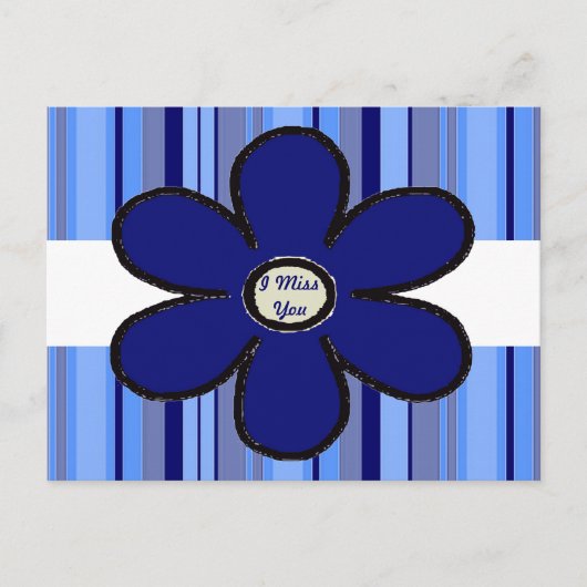 Blue Flower Ik mis je Briefkaart (Voorkant)
