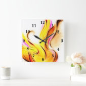 Blue Flower Invert Clock Vierkante Klok (Huis)