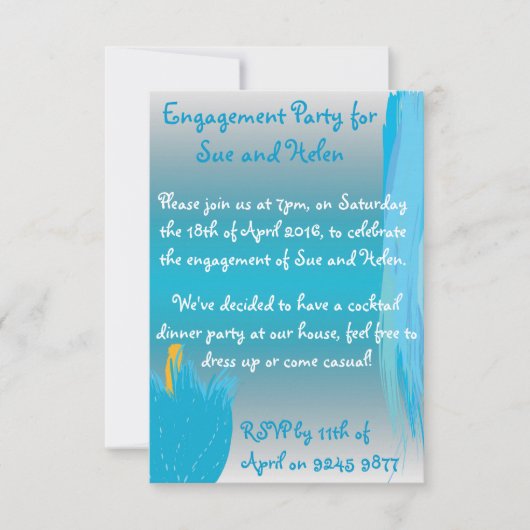 Blue Flower Invite Kaart (Voorkant)